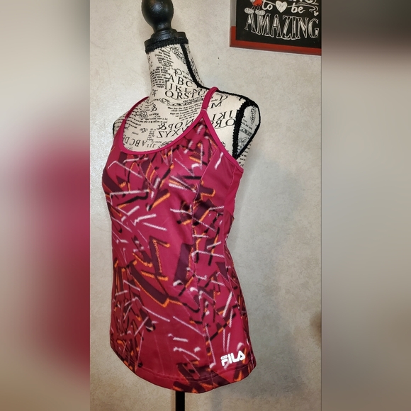 NWOT Fila Women's Red and Pink Graphic Tank Top Size:M - Picture 2 of 8